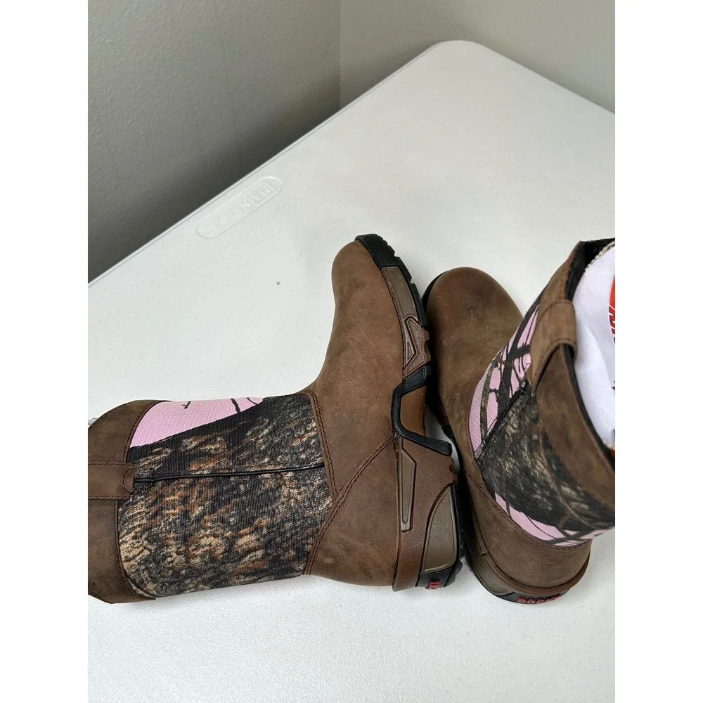 Rocky Hunting Boots Big Kids Girls 5M Women's 6.5 Brown Pink Camo 8 Inch Pull On